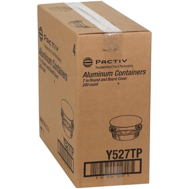 Take-Out Container Base & Lid Combo With Flat Lid 24 OZ Aluminum Foil-Lined Paper White Silver Round 200/Case