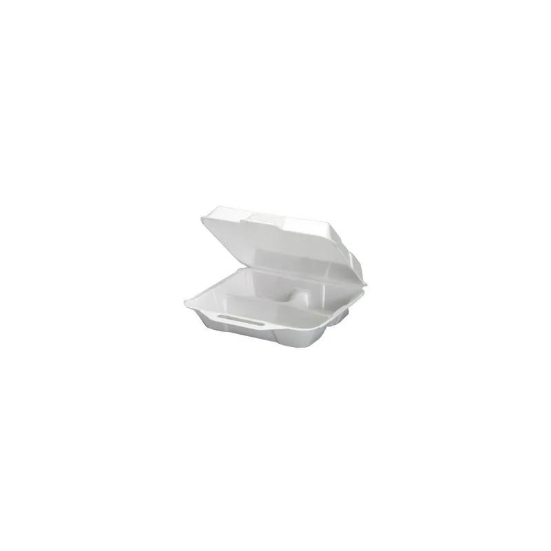 Snap-it Take-Out Container Hinged Large (LG) 9.25X9.25X3 IN 3 Compartment Polystyrene Foam White 200/Case