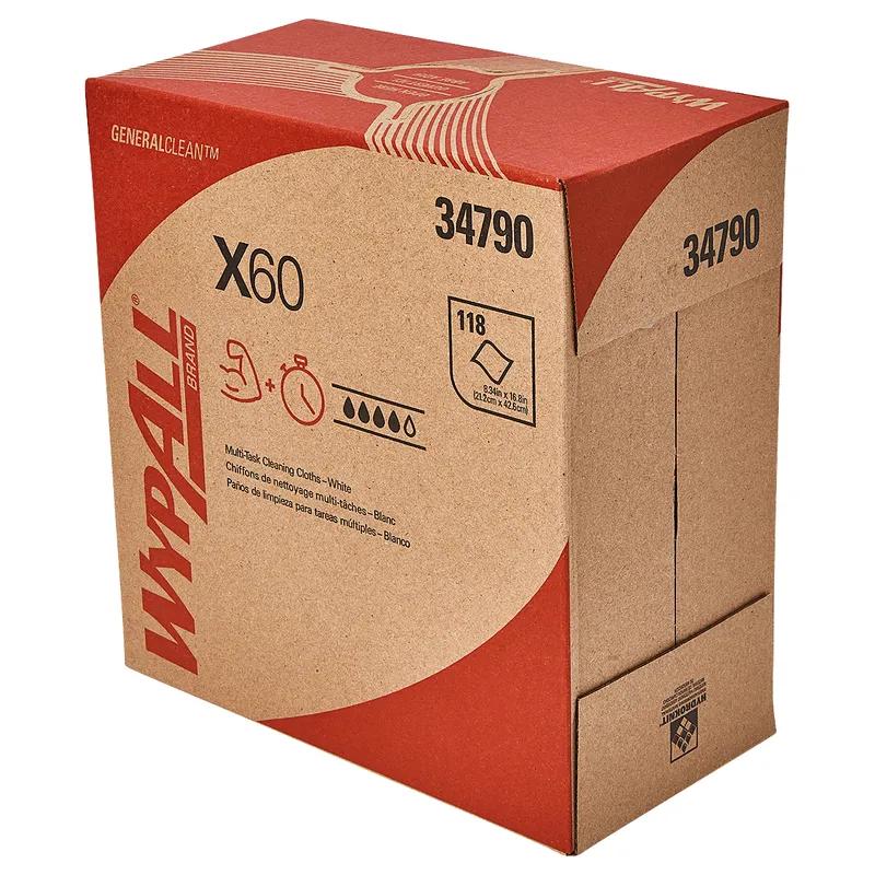 WypAll® X60 Cleaning Wipe 8.34X16.8 IN HydroKnit White Pop-Up Box 118 Count/Pack 10 Packs/Case 1180 Count/Case