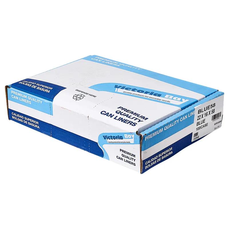 Can Liner 22X16X58 IN Blue Plastic 1MIL 100/Case