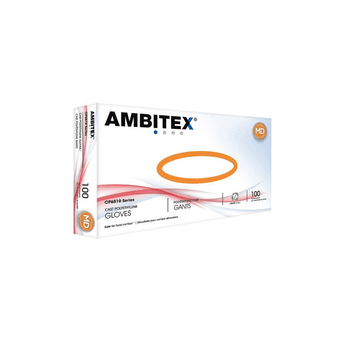 Gloves Medium (MED) Cast Textured HDPE 100 Count/Pack 10 Packs/Case 1000 Count/Case