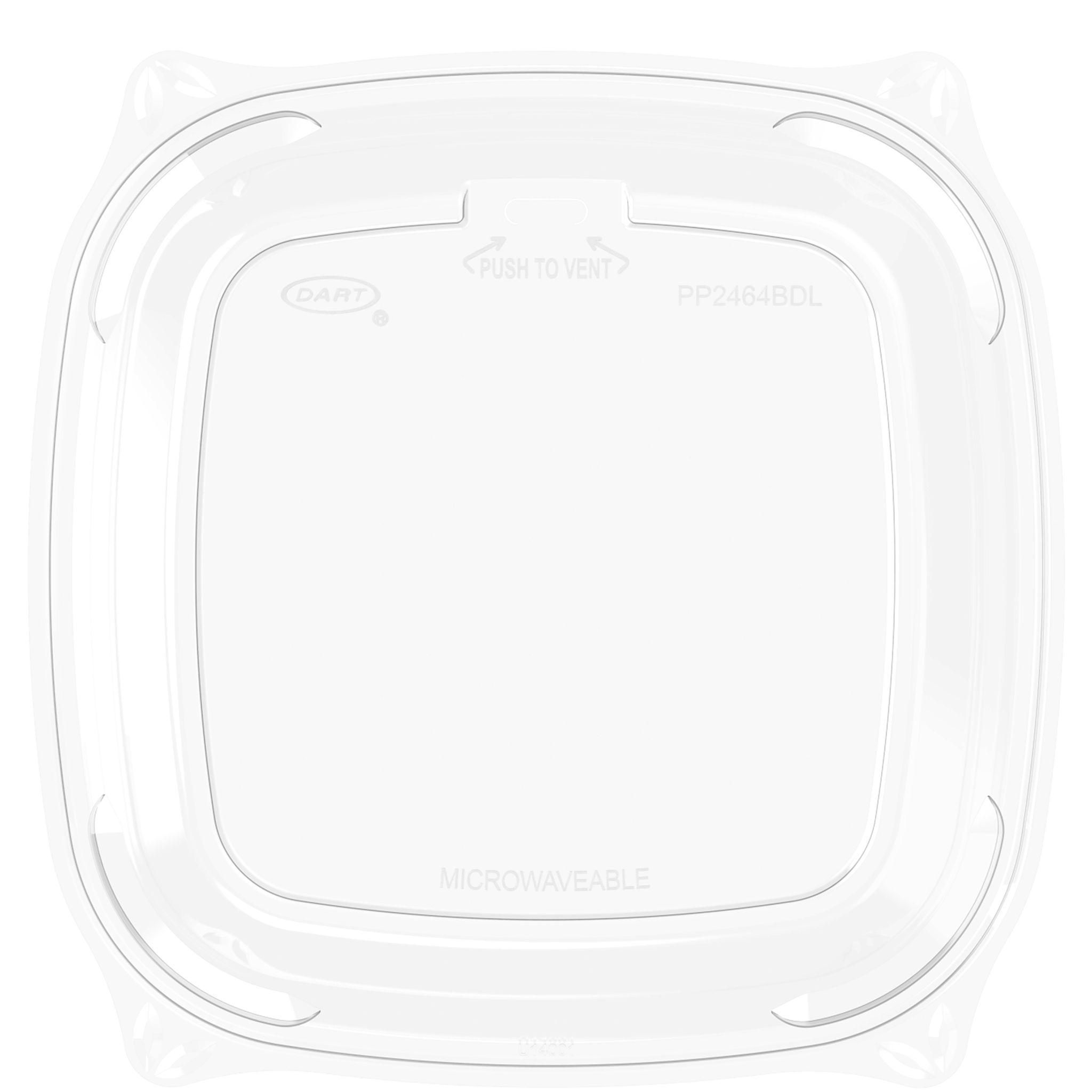 Dart® PresentaBowls Pro® Lid Flat 8.1X1 IN 1 Compartment PP Clear For 24-32-48-64 OZ Bowl 63 Count/Pack 4 Packs/Case
