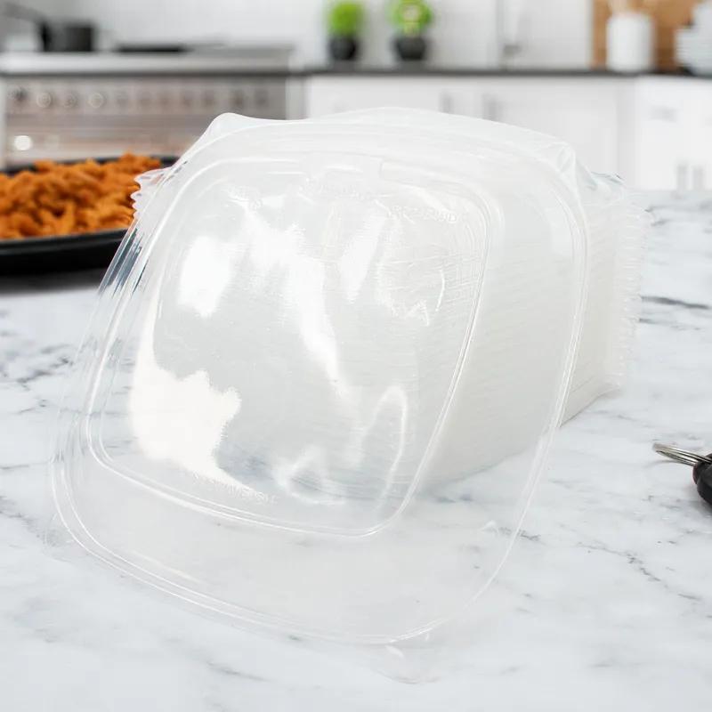 Dart® PresentaBowls Pro® Lid Flat 8.1X1 IN 1 Compartment PP Clear For 24-32-48-64 OZ Bowl 63 Count/Pack 4 Packs/Case