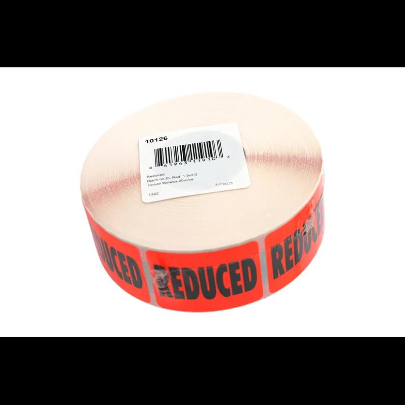Reduced Promo Label 1.5X2 IN Black Fluorescent Red 1000 Count/Roll 20 Rolls/Case 20000 Count/Case