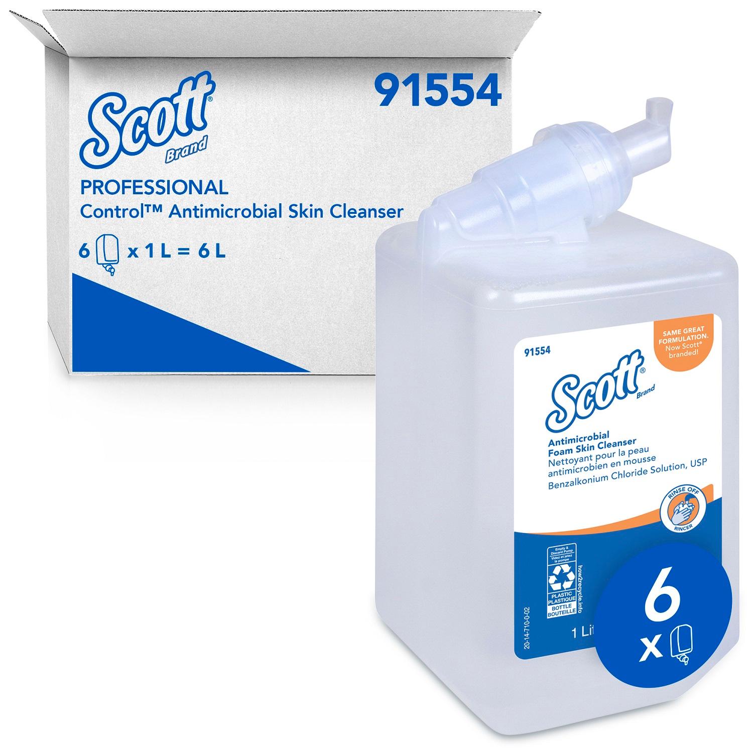 Scott® Control Hand Soap Foam 1 L Unscented Fragrance Free Clear Antimicrobial 6/Case