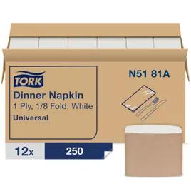 Dinner Napkins 17X14.875 IN 8.5X3.75 IN White Paper 1PLY Long Fold 1/8 Fold Refill Embossed 250 Count/Pack 12 Packs/Case