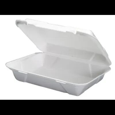 Take-Out Container Hinged With Dome Lid 13X9.75X3.38 IN Polystyrene Foam White Rectangle 200/Case