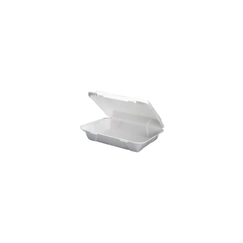Take-Out Container Hinged With Dome Lid 13X9.75X3.38 IN Polystyrene Foam White Rectangle 200/Case