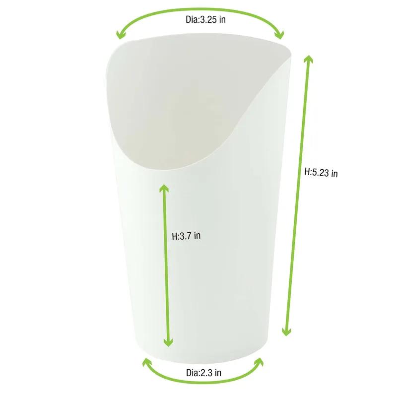 French Fry Cup & Scoop 12 OZ 2.36X5.3 IN Paper White Round Grease Resistant 50 Count/Pack 20 Packs/Case 1000 Count/Case