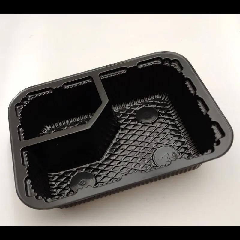 WNA Atrium Take-Out Container Base 6.59X4.97 IN 2 Compartment OPS Black Rectangle 1000/Case