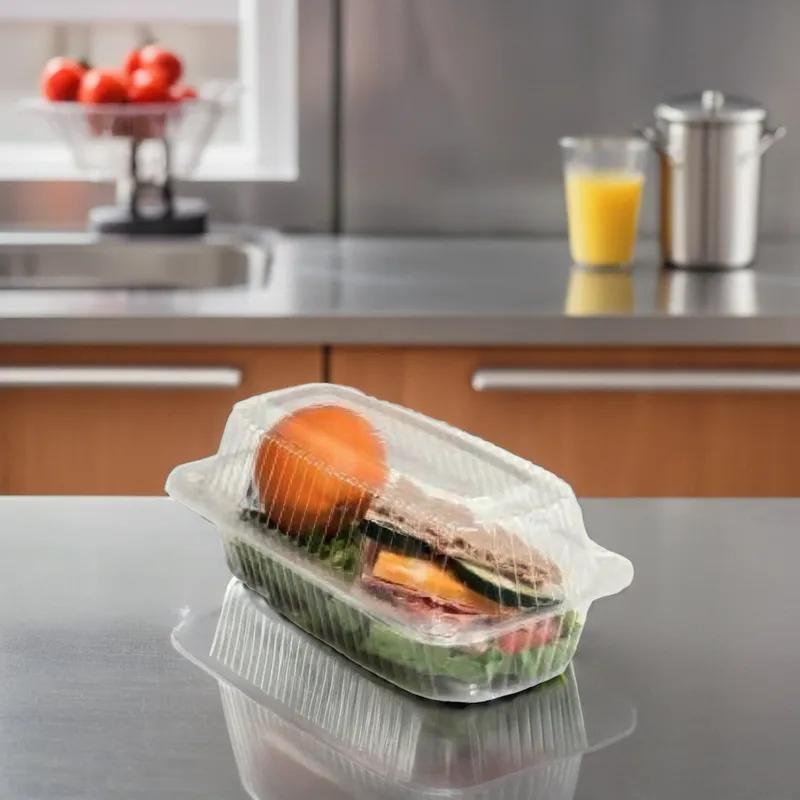 WNA Atrium Hoagie & Sub Take-Out Container Hinged With Dome Lid 8 IN OPS Clear Rectangle 250/Case