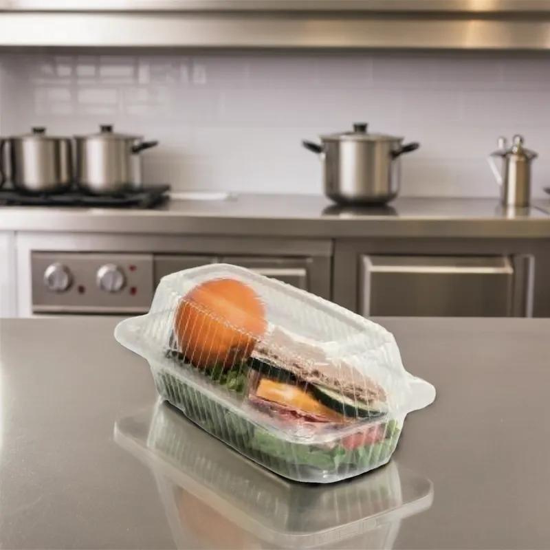 WNA Atrium Hoagie & Sub Take-Out Container Hinged With Dome Lid 8 IN OPS Clear Rectangle 250/Case