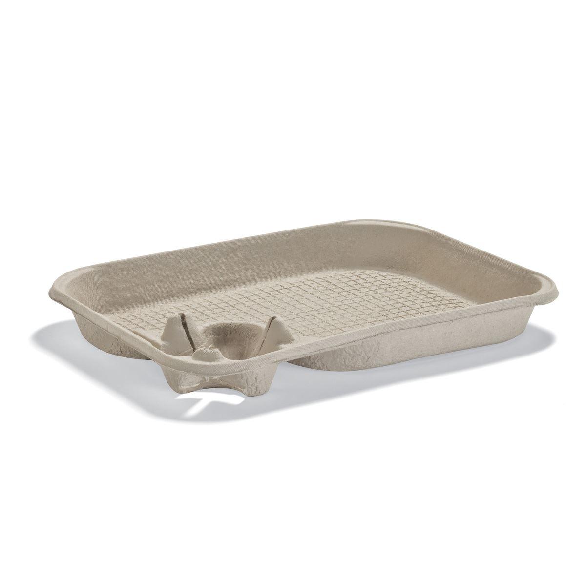 StrongHolder® Cup Carrier & Tray 13X10X2 IN Molded Fiber Kraft Rectangle For 8-22 OZ Without Handle 200/Case