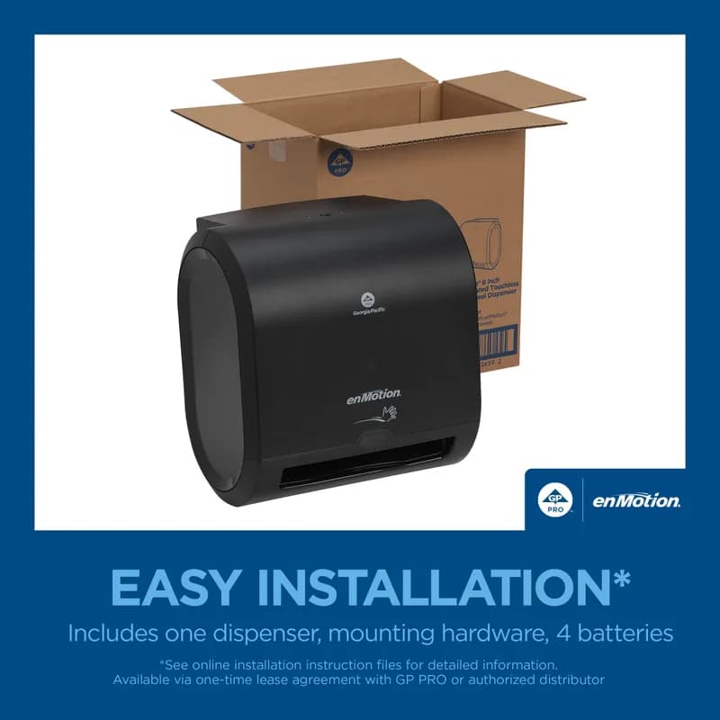 enMotion® Impulse® Paper Towel Dispenser 9.5X13.23X13.8 IN Wall Mount Black 1-Roll Touchless Automatic 8IN Roll 1/Case