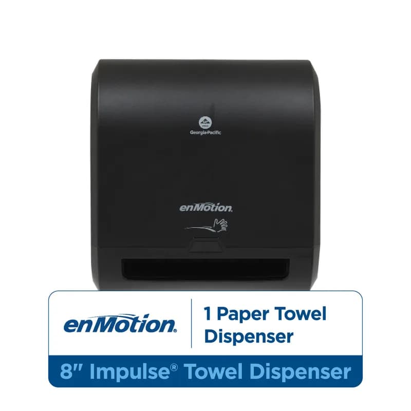 enMotion® Impulse® Paper Towel Dispenser 9.5X13.23X13.8 IN Wall Mount Black 1-Roll Touchless Automatic 8IN Roll 1/Case