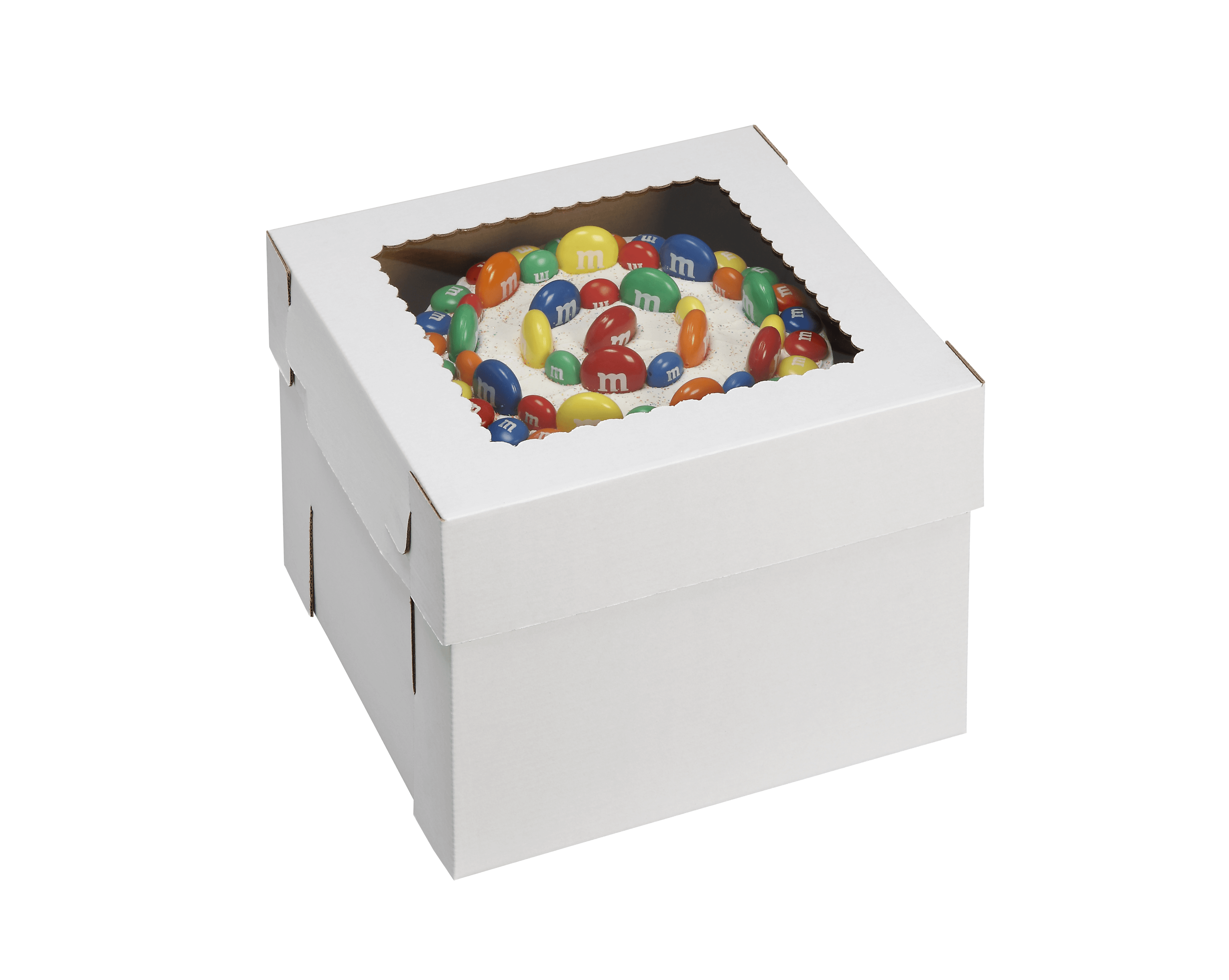 Cake Box 14X14X8 IN White Kraft Plain E-Flute 25/Case