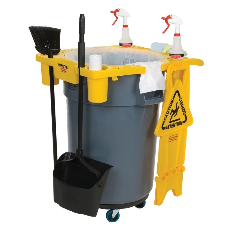 Brute® Rim Caddy 32.82X7.32X27.46 IN Yellow Resin 44 Gallon Standard 4 Compartment 1/Each