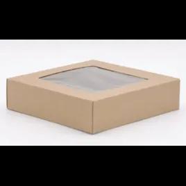 Cake Box 9X9X2.5 IN Kraft Paperboard Kraft Square 4 Corner Beers 1-Piece Automatic With Window 200/Case