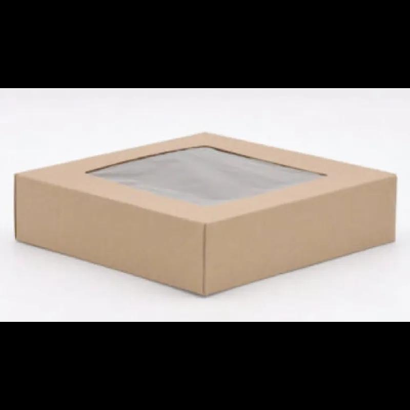 Cake Box 9X9X2.5 IN Kraft Paperboard Kraft Square 4 Corner Beers 1-Piece Automatic With Window 200/Case