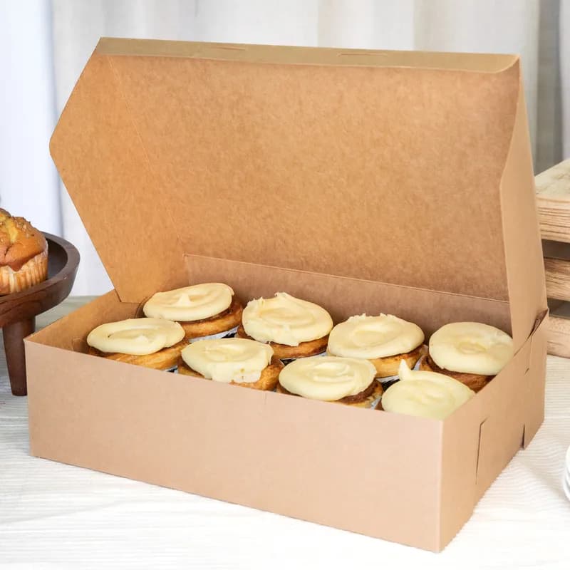 1/4 Sheet Cake Box 14X10X4 IN Paperboard Kraft Lock Corner Tuck Top Utility 1-Piece 100/Case