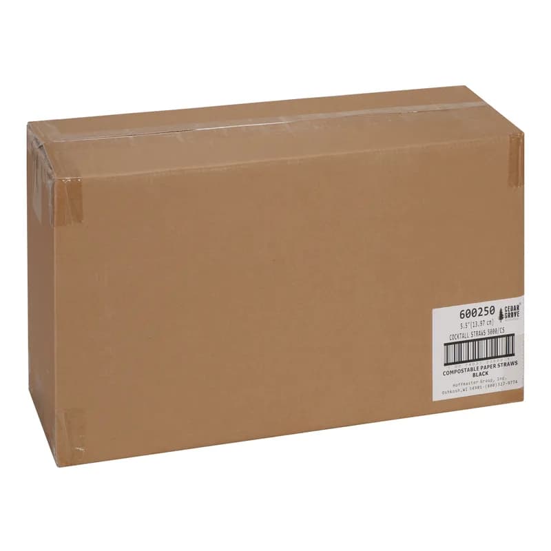 Giant Straw 5.5 IN Paper Black Unwrapped 5000/Case