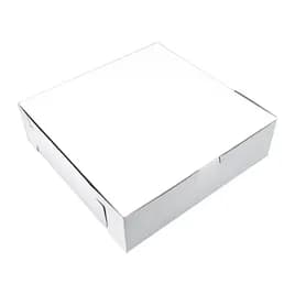 Bakery Box 9X9X2.5 IN Clay-Coated Kraft Board White Kraft Square Lock Corner Tuck Top 250/Bundle