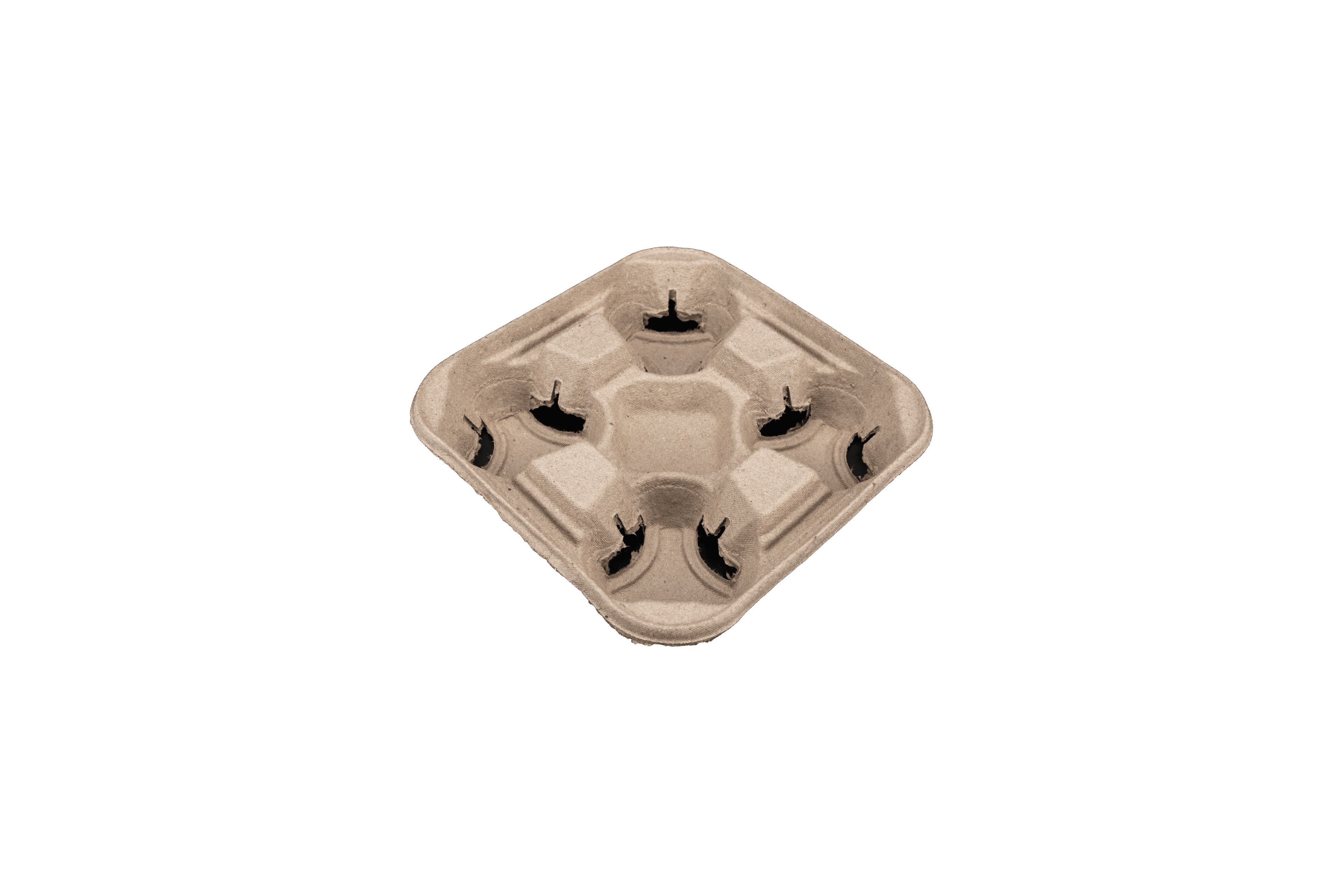 Cup Carrier 9X9X2 IN 4 Compartment Molded Fiber Kraft For 4-44 OZ Without Handle 300/Case