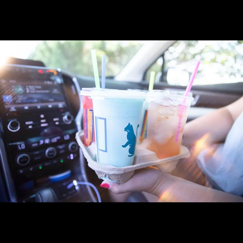 Cup Carrier 9X9X2 IN 4 Compartment Molded Fiber Kraft For 4-44 OZ Without Handle 300/Case