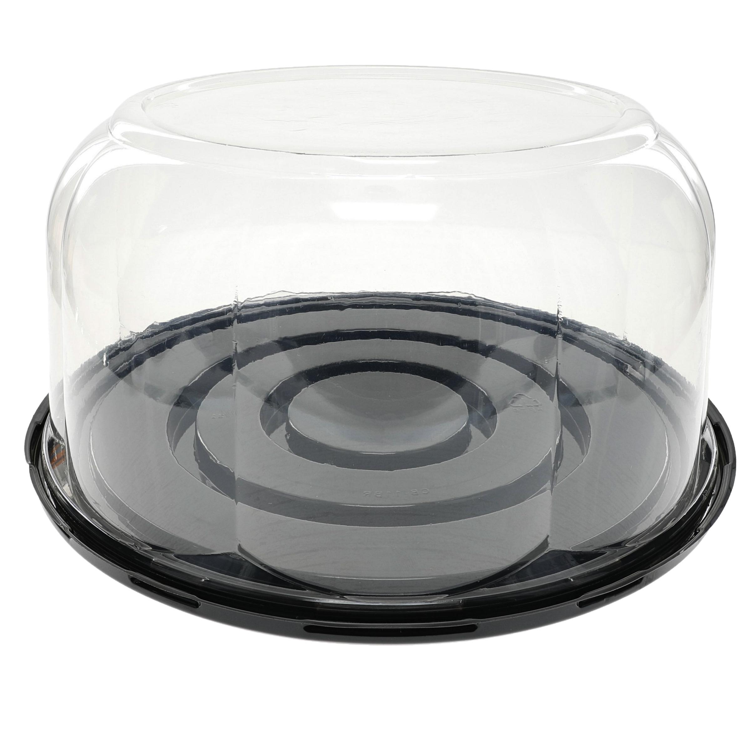 RoseDome Cake Container & Lid Combo With Dome Lid 11X5.25 IN PET Clear Black Round 40/Case