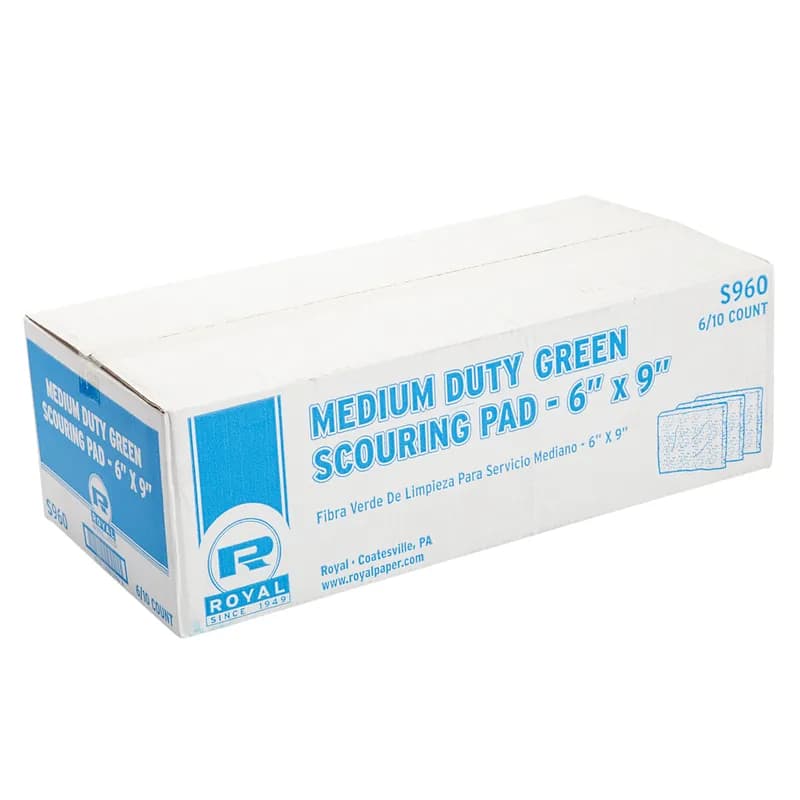 Scouring Pad Medium Duty Fiber Green 10 Count/Pack 6 Packs/Case 60 Count/Case