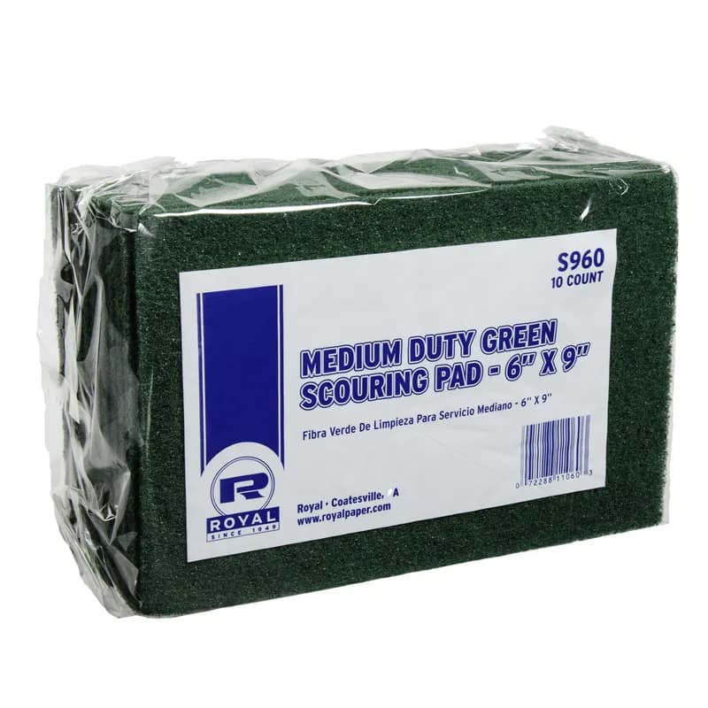 Scouring Pad Medium Duty Fiber Green 10 Count/Pack 6 Packs/Case 60 Count/Case