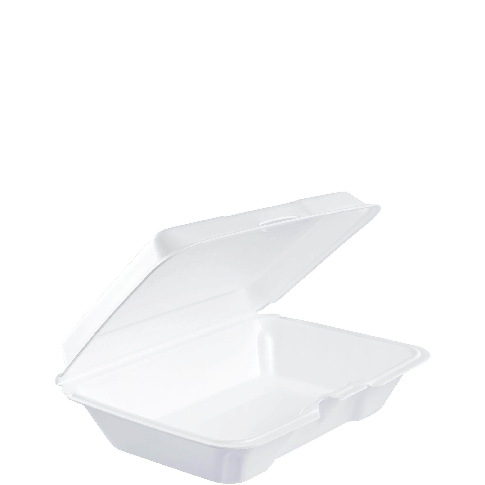 Dart® Take-Out Container Hinged 9.25X6.38X2.6 IN XPS White Shallow Insulated 100 Count/Pack 2 Packs/Case 200 Count/Case