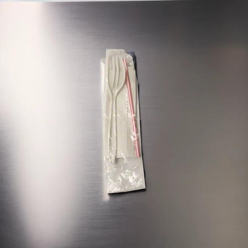 3PC Cutlery Kit White With Napkin,Fork,Spike Straw 1000/Case