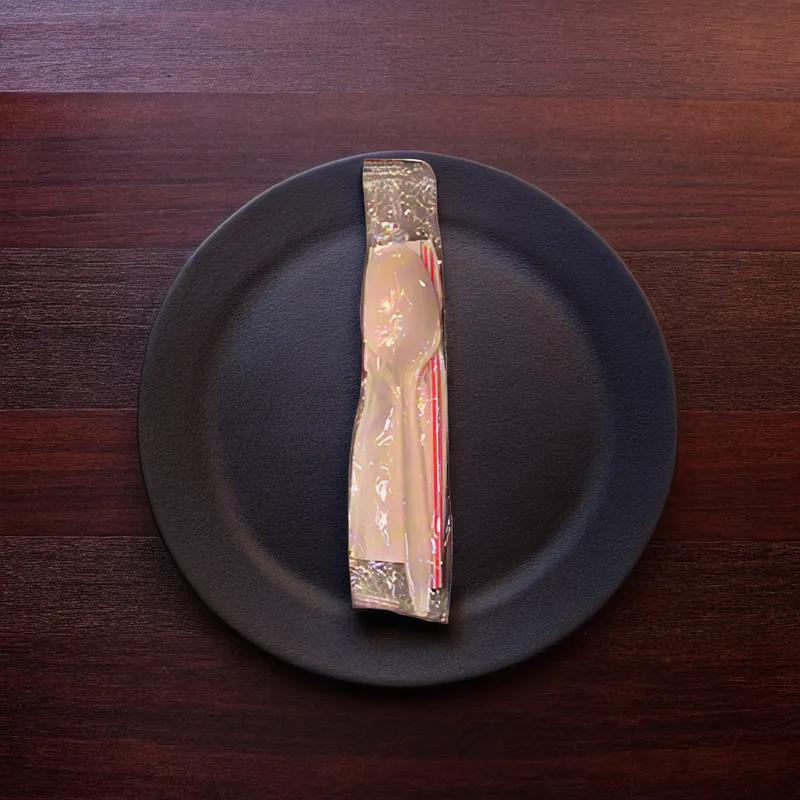 3PC Cutlery Kit With Napkin,Spoon,Spike Straw 1000/Case