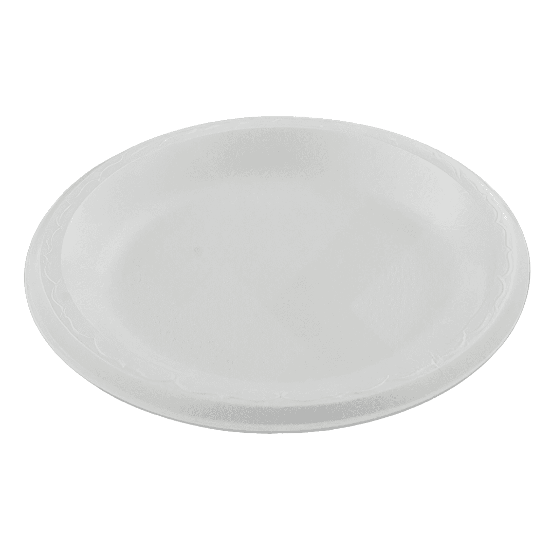 Plate 10.25 IN Polystyrene Foam White Laminated 500/Case