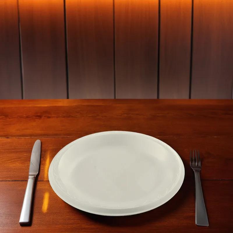 Plate 10.25 IN Polystyrene Foam White Laminated 500/Case