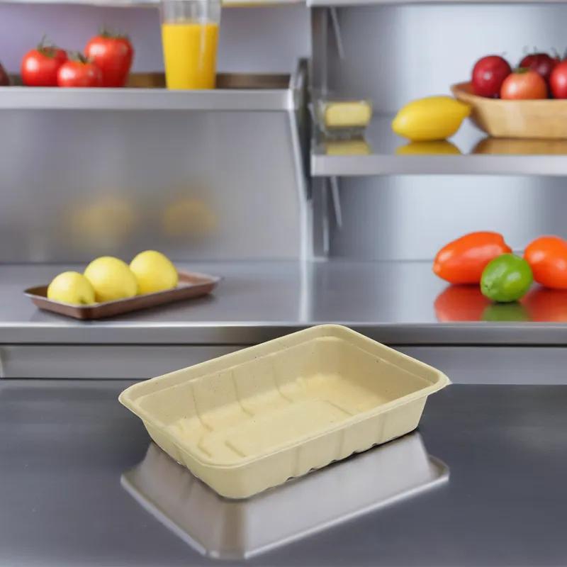 Take-Out Container Base 8.86X6.89X1.75 IN Plant Fiber Kraft Rectangle 500/Case