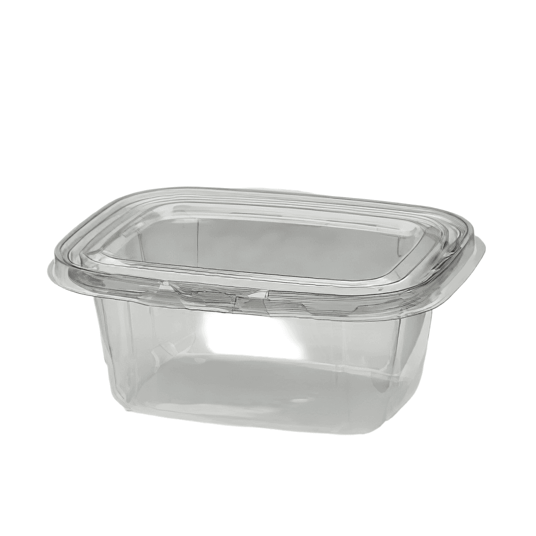 Deli Container Hinged With Flat Lid 32 OZ PET Clear Rectangle 180/Case