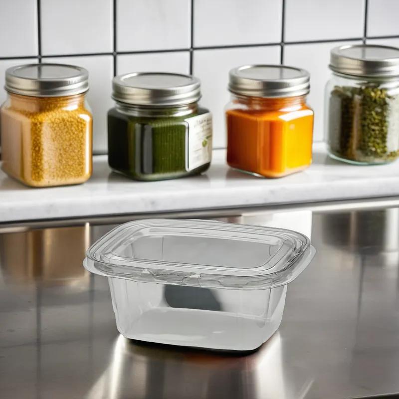 Deli Container Hinged With Flat Lid 32 OZ PET Clear Rectangle 180/Case