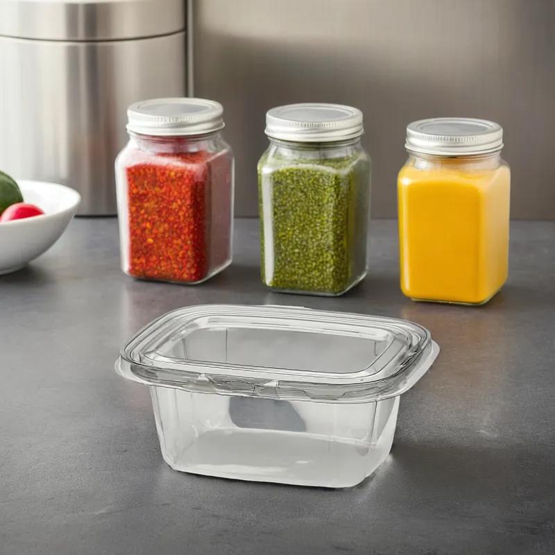 Deli Container Hinged With Flat Lid 32 OZ PET Clear Rectangle 180/Case