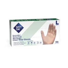 Examination Gloves Large (LG) Clear Vinyl Disposable Powder-Free 100 Count/Pack 10 Packs/Case 1000 Count/Case