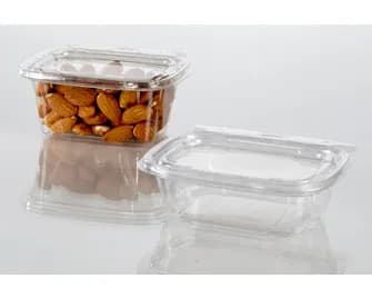 Fresh N' Sealed® Deli Container Hinged With Flat Lid 4 OZ PET Clear Rectangle 800/Case