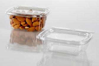 Fresh N' Sealed® Deli Container Hinged With Flat Lid 4 OZ PET Clear Rectangle 800/Case