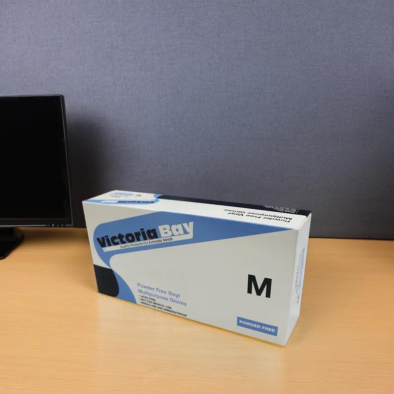 Victoria Bay Examination Gloves Medium (MED) Clear Vinyl Powder-Free 100 Count/Pack 10 Packs/Case 1000 Count/Case