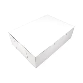 Cake Box 1/4 Size 14X10X4 IN Clay-Coated Kraft Board White Kraft Rectangle Lock Corner 100/Case