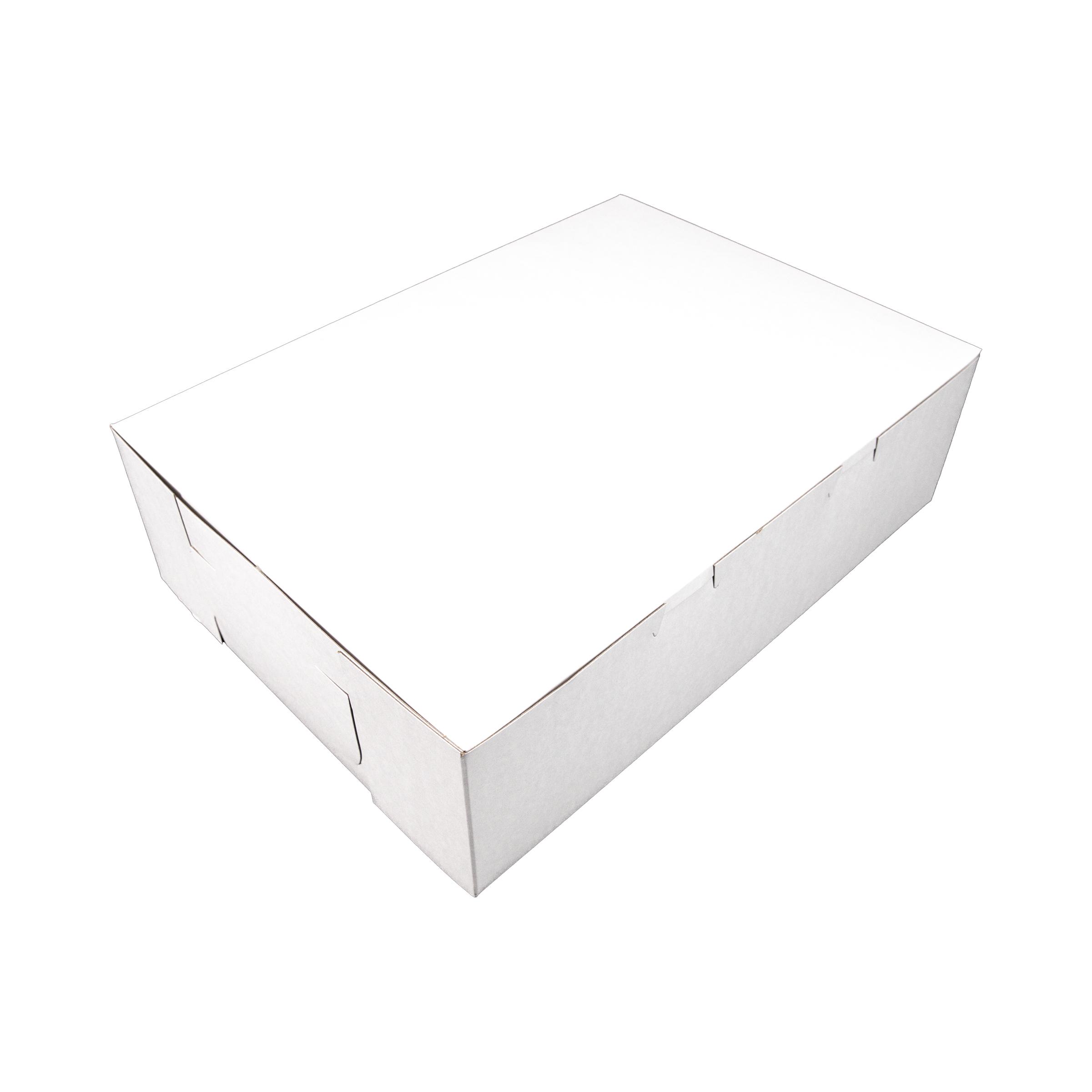 Cake Box 1/4 Size 14X10X4 IN Clay-Coated Kraft Board White Kraft Rectangle Lock Corner 100/Case