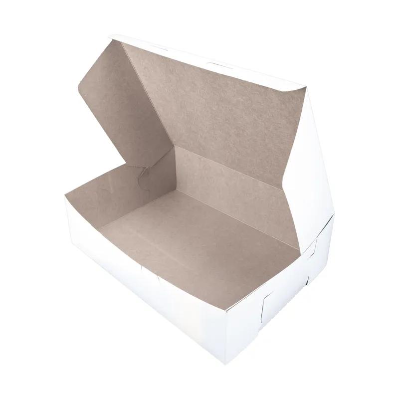 Cake Box 1/4 Size 14X10X4 IN Clay-Coated Kraft Board White Kraft Rectangle Lock Corner 100/Case