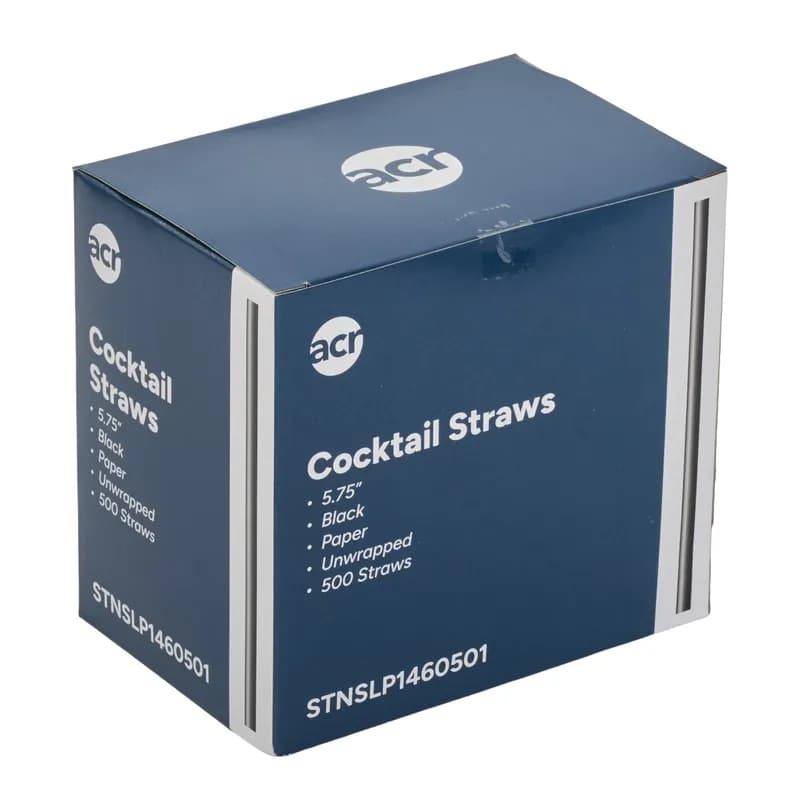 PrimeWare® Jumbo Straw 5.75 IN Paper Black Unwrapped 500 Count/Pack 8 Packs/Case 4000 Count/Case