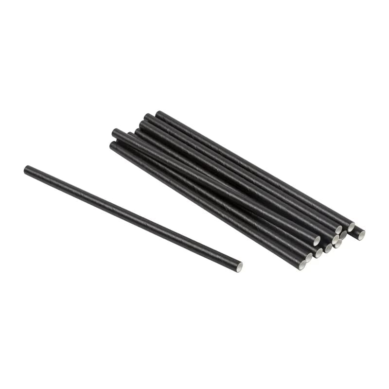 PrimeWare® Jumbo Straw 5.75 IN Paper Black Unwrapped 500 Count/Pack 8 Packs/Case 4000 Count/Case