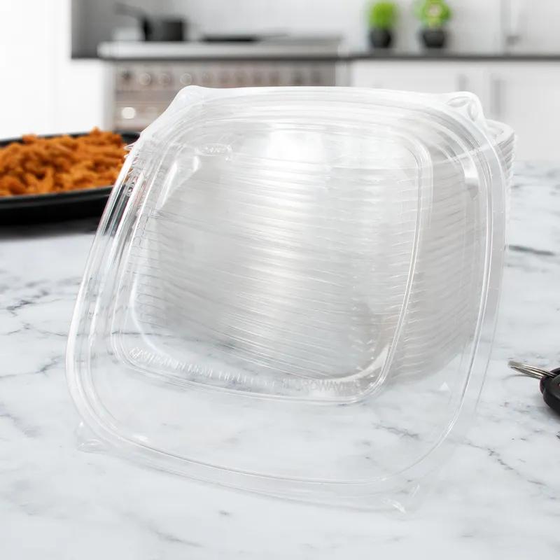 Dart® PresentaBowls Pro® Lid Dome 8.5X8.5X1.04 IN 1 Compartment PET Clear For 24-32-48-64 OZ Bowl 63 Count/Pack 4 Packs/Case